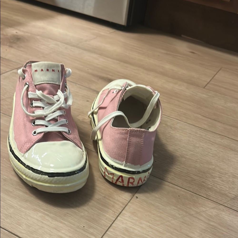 Marni Pink and White Sneakers Canvas Lace-Up